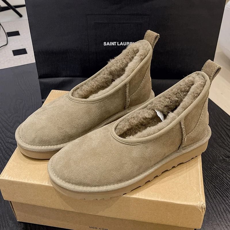 Womens Plush Winter Snow Ankle Boots Warm Cotton Fleece Lined Casual Comfort Flats