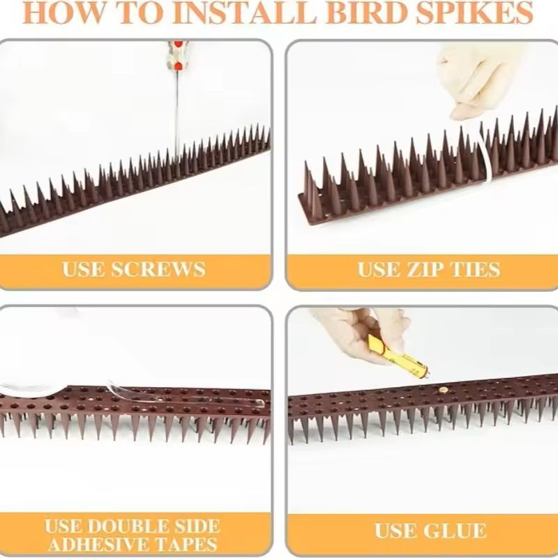 12-Piece Plastic Bird Deterrent Spikes Fence & Wall Anti-Climb / Anti-Roost Strips (Pigeon & Animal Repellent for Gard