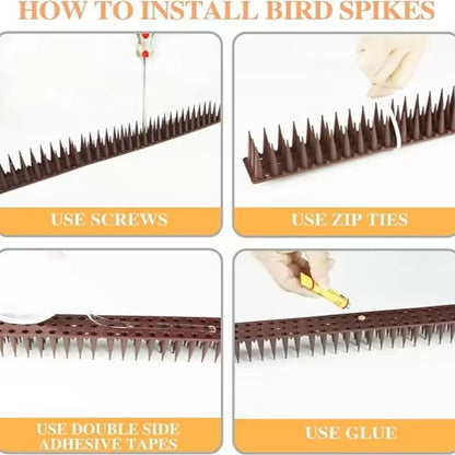 12-Piece Plastic Bird Deterrent Spikes Fence & Wall Anti-Climb / Anti-Roost Strips (Pigeon & Animal Repellent for Gard