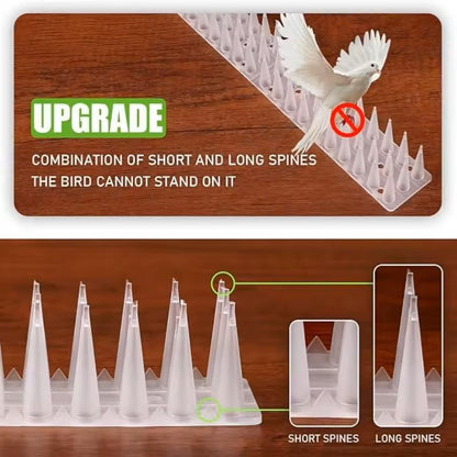 12-Piece Plastic Bird Deterrent Spikes Fence & Wall Anti-Climb / Anti-Roost Strips (Pigeon & Animal Repellent for Gard