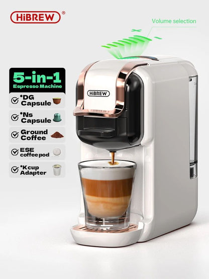 HiBREW 5-in-1 Multi-Capsule Coffee Machine - 19-Bar Hot & Cold Espresso Maker (Compatible with Nespresso, DG, K-Cup & Po