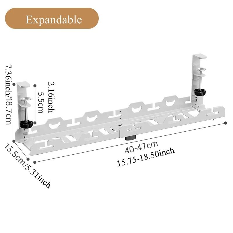 Telescopic Under Table Cable Management Tray With Adjustable Rack
