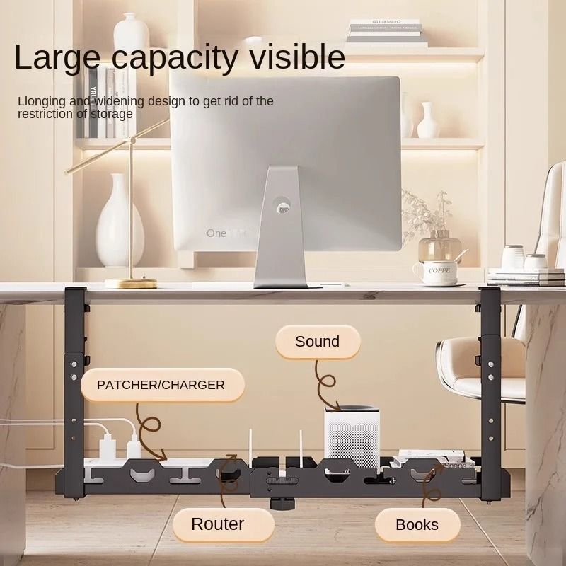 Telescopic Under Table Cable Management Tray With Adjustable Rack