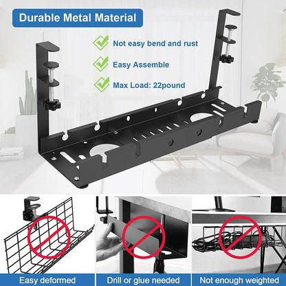 Telescopic Under Table Cable Management Tray With Adjustable Rack
