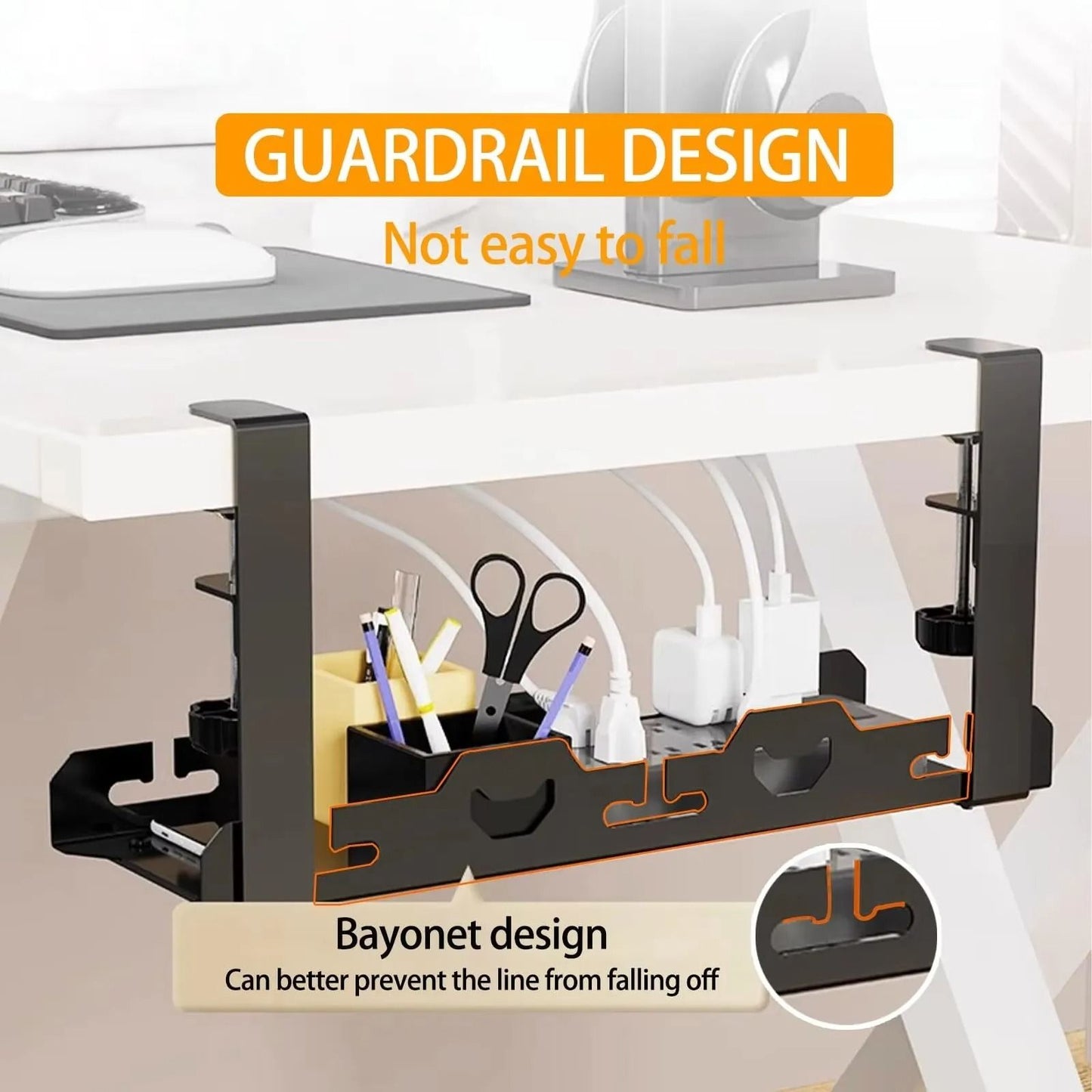 Telescopic Under Table Cable Management Tray With Adjustable Rack