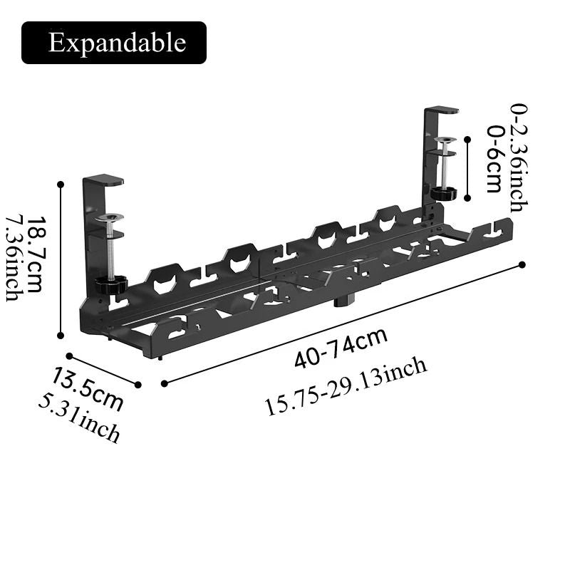 Telescopic Under Table Cable Management Tray With Adjustable Rack