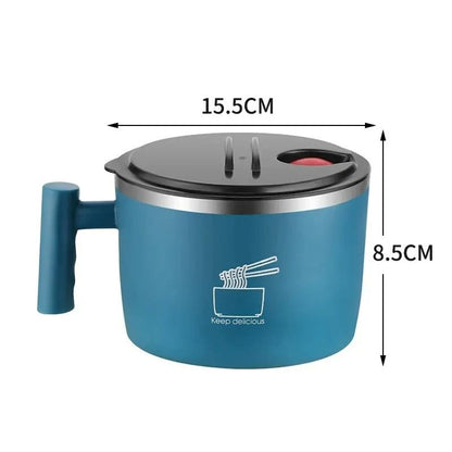 Stainless Steel Instant Noodle Bowl With Lid and Portable Handle