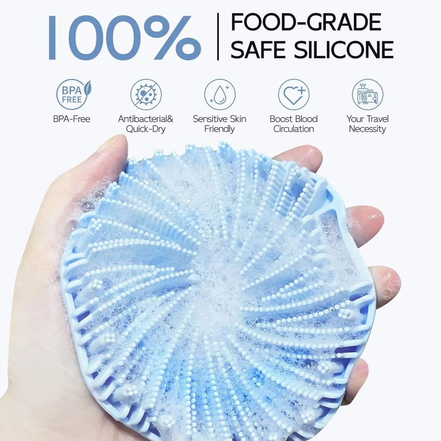 Silicone Body Scrubber With Non Slip Hand Strap