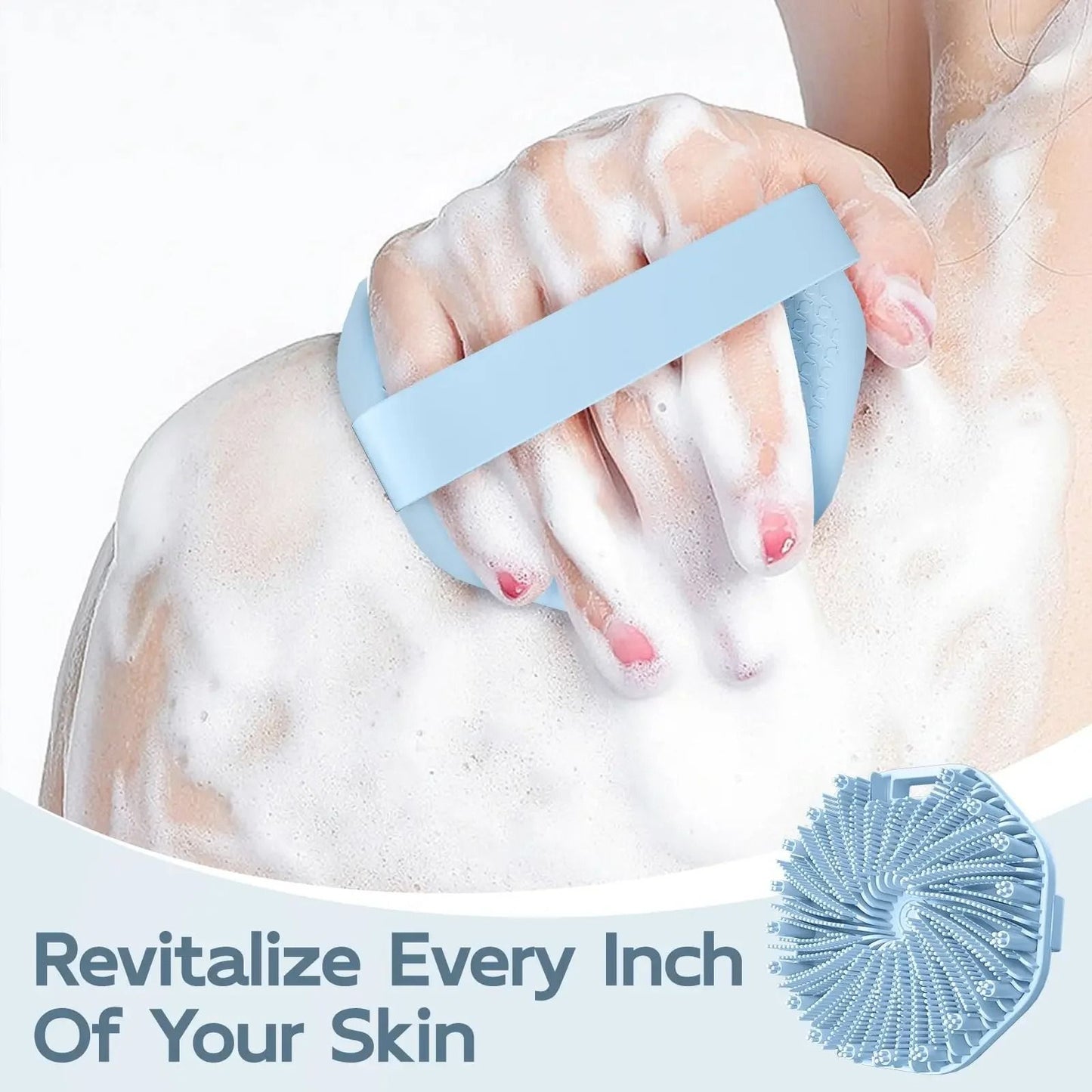 Silicone Body Scrubber With Non Slip Hand Strap