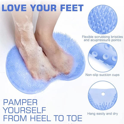 Shower Foot Scrubber Mat With Exfoliating Bristles and Suction Grip