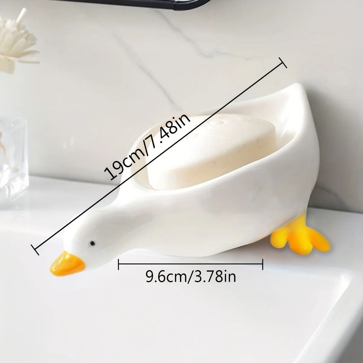 Cute Duck Shaped Soap Dish With Self Draining Design