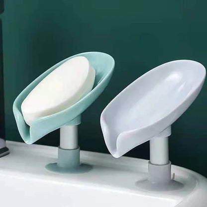 Leaf Shaped Drain Soap Holder With Suction Cup Base