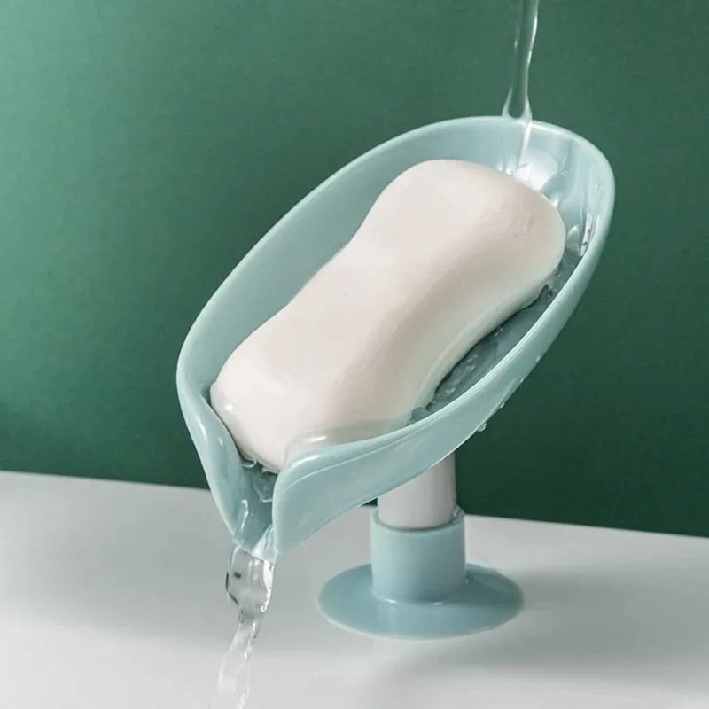 Leaf Shaped Drain Soap Holder With Suction Cup Base