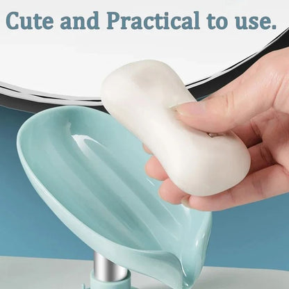 Leaf Shaped Drain Soap Holder With Suction Cup Base