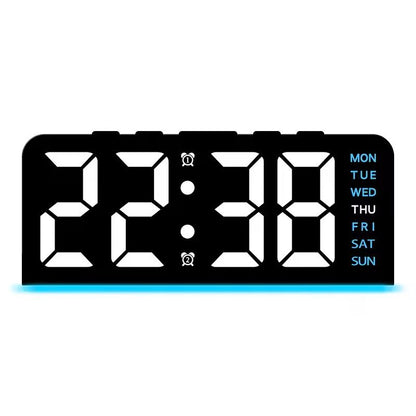 Portable Digital LED Alarm Clock with Date Display, Dual Alarms & Night Light