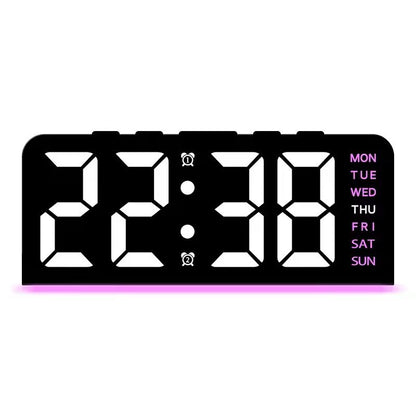 Portable Digital LED Alarm Clock with Date Display, Dual Alarms & Night Light
