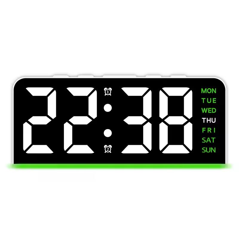 Portable Digital LED Alarm Clock with Date Display, Dual Alarms & Night Light