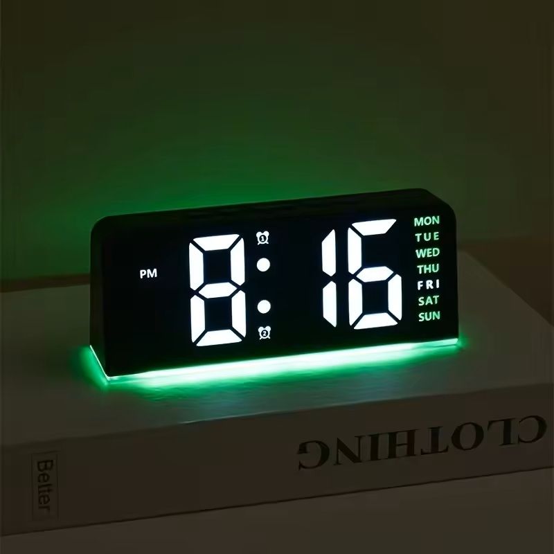 Portable Digital LED Alarm Clock with Date Display, Dual Alarms & Night Light