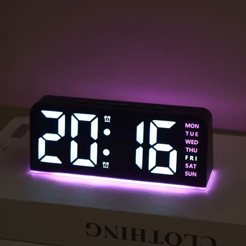 Portable Digital LED Alarm Clock with Date Display, Dual Alarms & Night Light