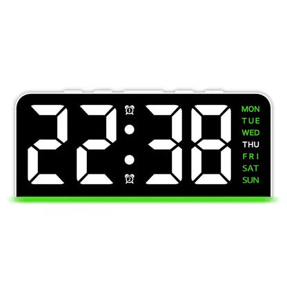 Portable Digital LED Alarm Clock with Date Display, Dual Alarms & Night Light