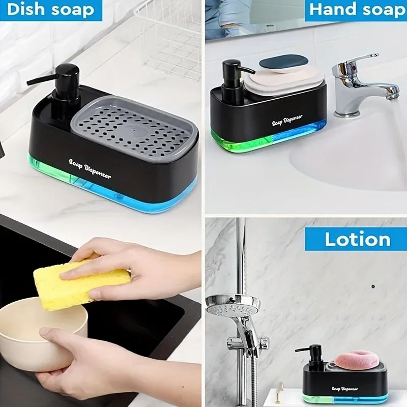 Hand and Dish Soap Dispenser Set With Built In Sponge Holder
