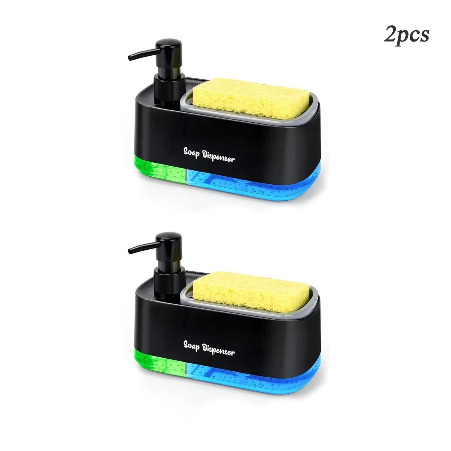 Hand and Dish Soap Dispenser Set With Built In Sponge Holder