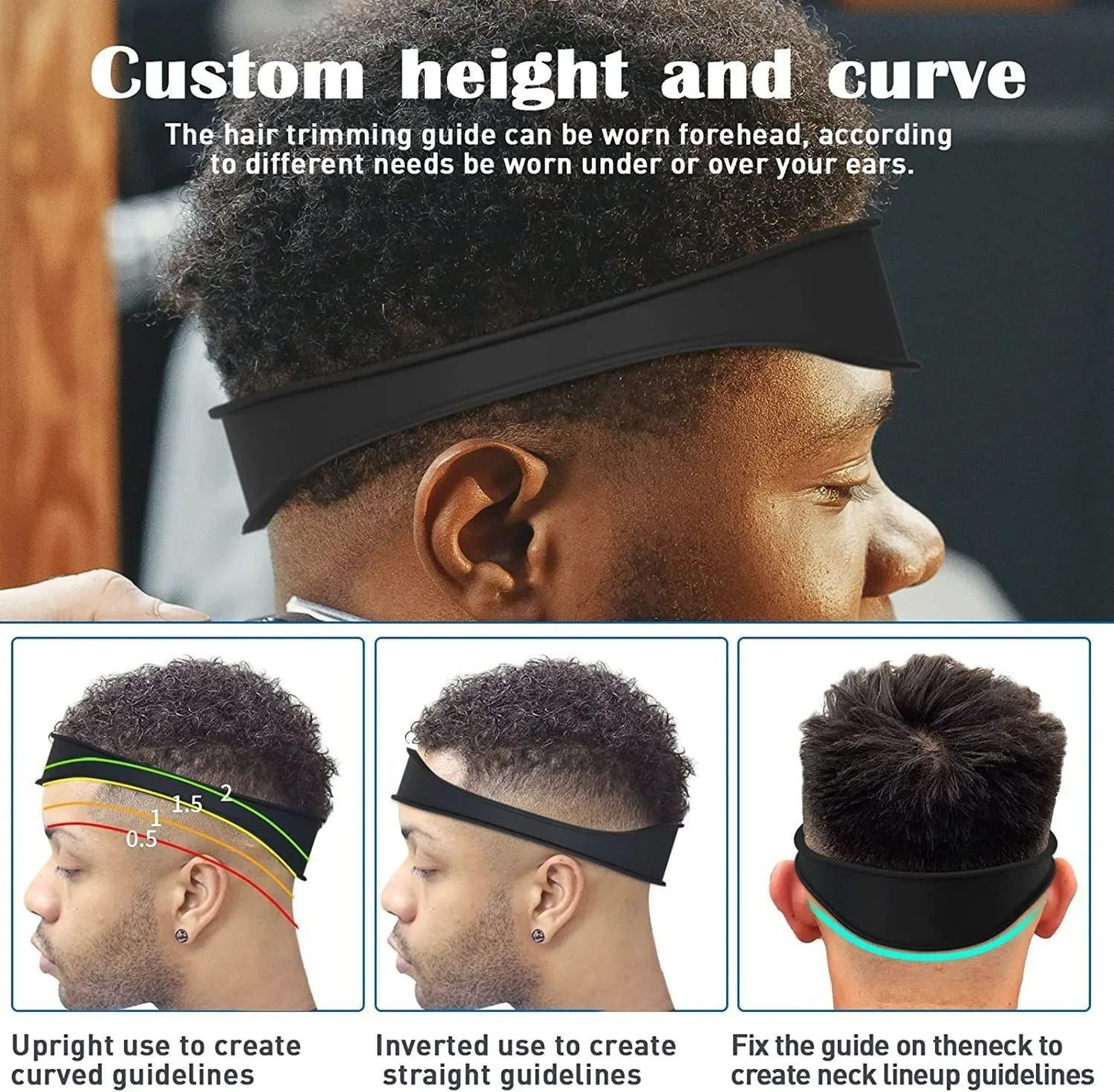 Silicone Haircut Guide Headband for Precise DIY Haircuts & Neckline Trimming