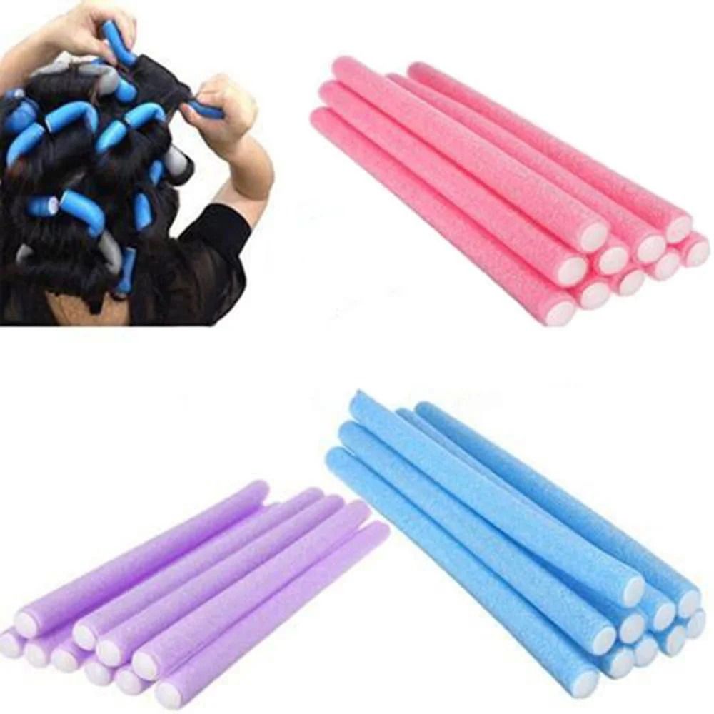 Universal Perm Curling Bar Sponge Hair Curling Sticks for Heatless Curls Set of 10