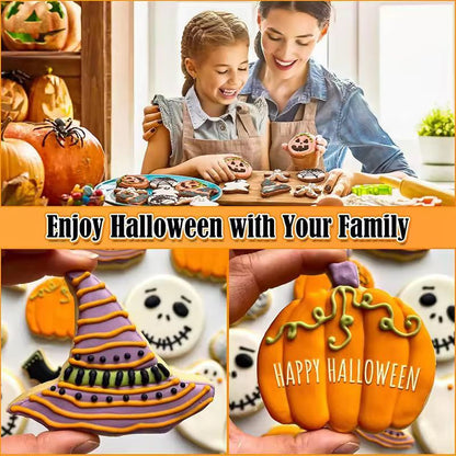 Festive Halloween Cookie Cutter Set, 12-Piece Stainless Steel Bat, Ghost & Pumpkin Shapes