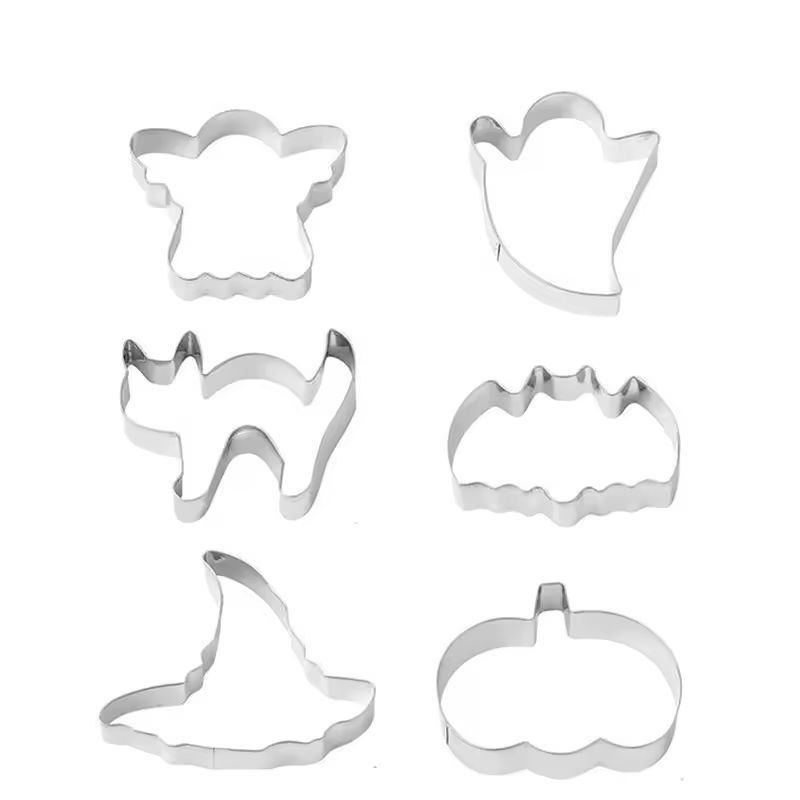 Festive Halloween Cookie Cutter Set, 12-Piece Stainless Steel Bat, Ghost & Pumpkin Shapes