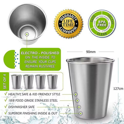 Premium Stainless Steel Pint Cup Set – Durable, Reusable Metal Tumblers for Everyday Use