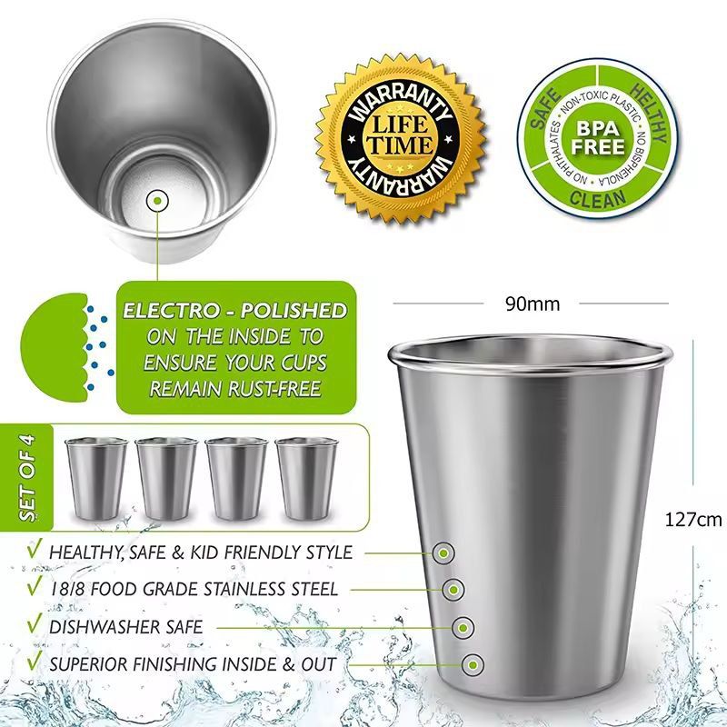 Premium Stainless Steel Pint Cup Set – Durable, Reusable Metal Tumblers for Everyday Use