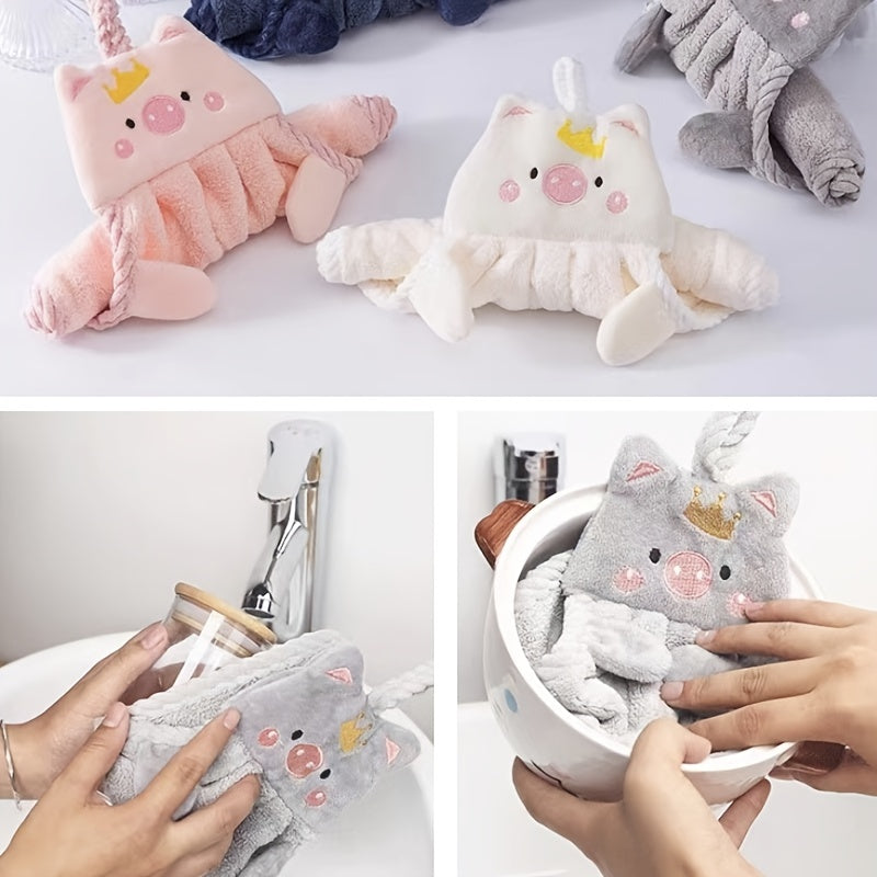 Microfiber Cute Hand Towels, Household Cute Absorbent Kitchen Towel, Bathroom Accessories, Lazy Rag Towel for Daily Use