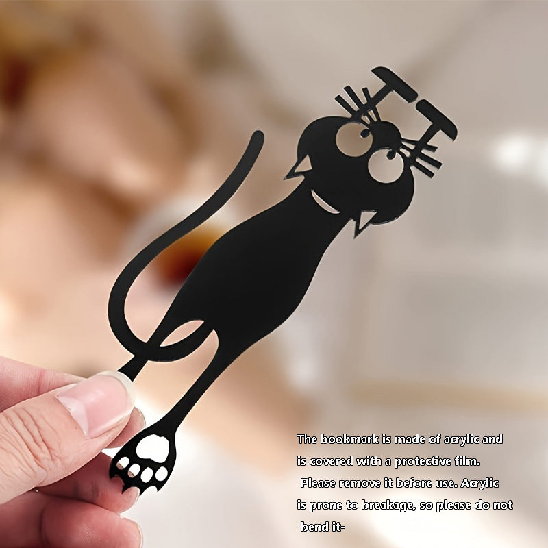 Creative hollowed out black kitten hanging bookmarks, acrylic hollowed out bookmarks, perfect gifts for reading lovers