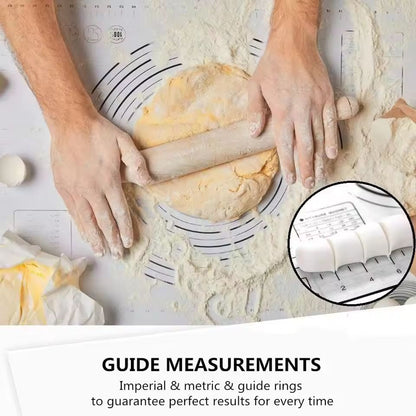 Premium Silicone Kneading & Rolling Dough Mat - Large Non-Stick Pastry Surface with Measurement Guides