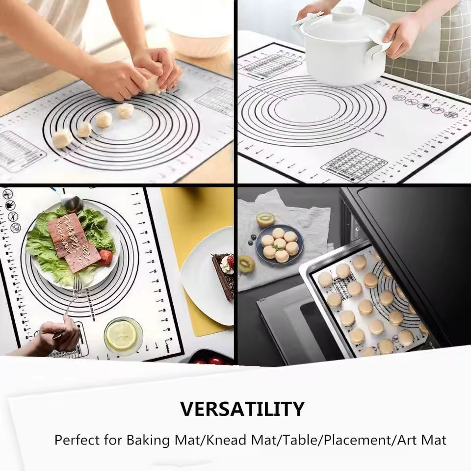 Premium Silicone Kneading & Rolling Dough Mat - Large Non-Stick Pastry Surface with Measurement Guides