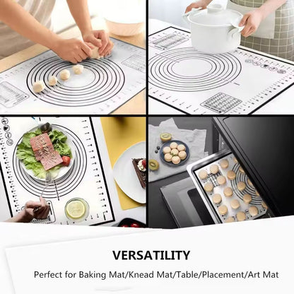 Premium Silicone Kneading & Rolling Dough Mat - Large Non-Stick Pastry Surface with Measurement Guides