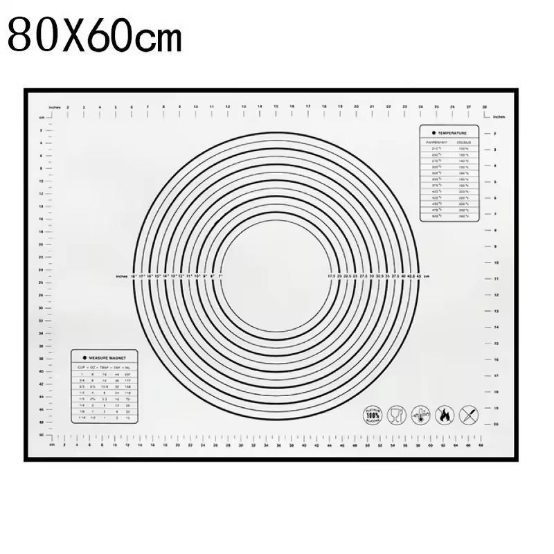 Premium Silicone Kneading & Rolling Dough Mat - Large Non-Stick Pastry Surface with Measurement Guides