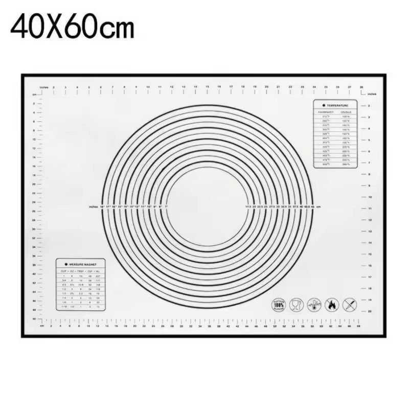 Premium Silicone Kneading & Rolling Dough Mat - Large Non-Stick Pastry Surface with Measurement Guides