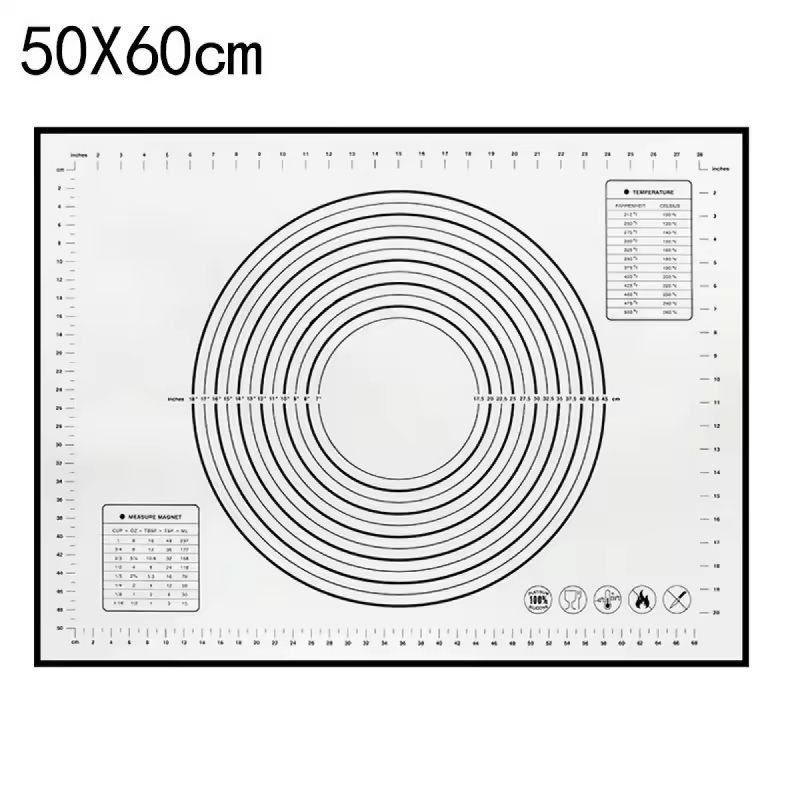 Premium Silicone Kneading & Rolling Dough Mat - Large Non-Stick Pastry Surface with Measurement Guides
