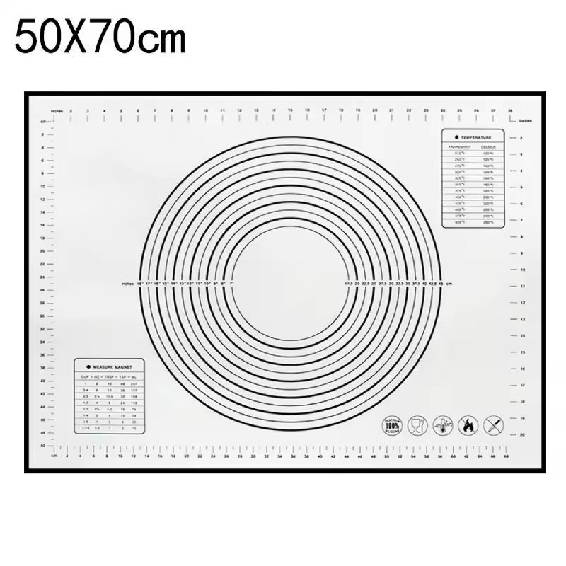 Premium Silicone Kneading & Rolling Dough Mat - Large Non-Stick Pastry Surface with Measurement Guides
