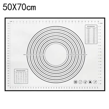 Premium Silicone Kneading & Rolling Dough Mat - Large Non-Stick Pastry Surface with Measurement Guides