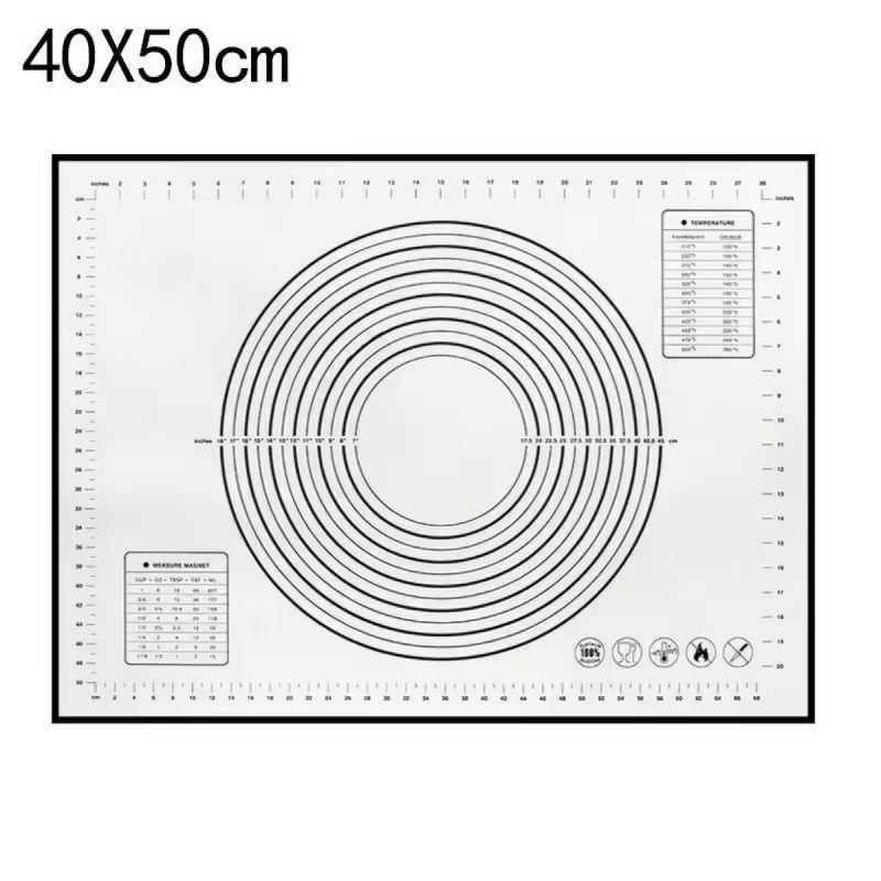 Premium Silicone Kneading & Rolling Dough Mat - Large Non-Stick Pastry Surface with Measurement Guides
