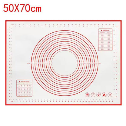 Premium Silicone Kneading & Rolling Dough Mat - Large Non-Stick Pastry Surface with Measurement Guides
