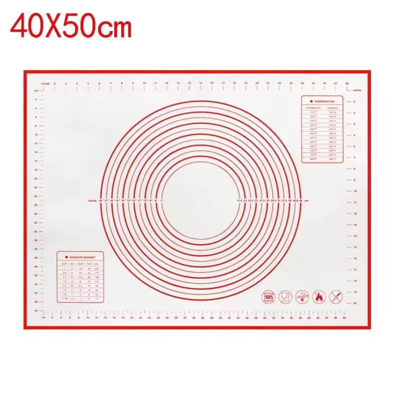 Premium Silicone Kneading & Rolling Dough Mat - Large Non-Stick Pastry Surface with Measurement Guides
