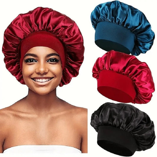 Satin Night Hair Cap for Women Sleep Care Bonnet Soft Sleeping Hat Unisex Nightcap