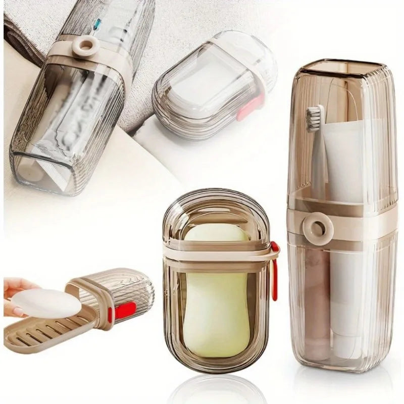 Portable Travel Soap Box, Bathroom Accessories, Durable Plastic Toothbrush Holder Set, Perfect For Camping Essentials