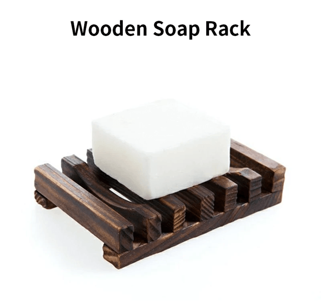 Natural Wood Soap Dish Drain Tray for Bathroom and Kitchen