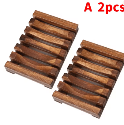 Natural Wood Soap Dish Drain Tray for Bathroom and Kitchen
