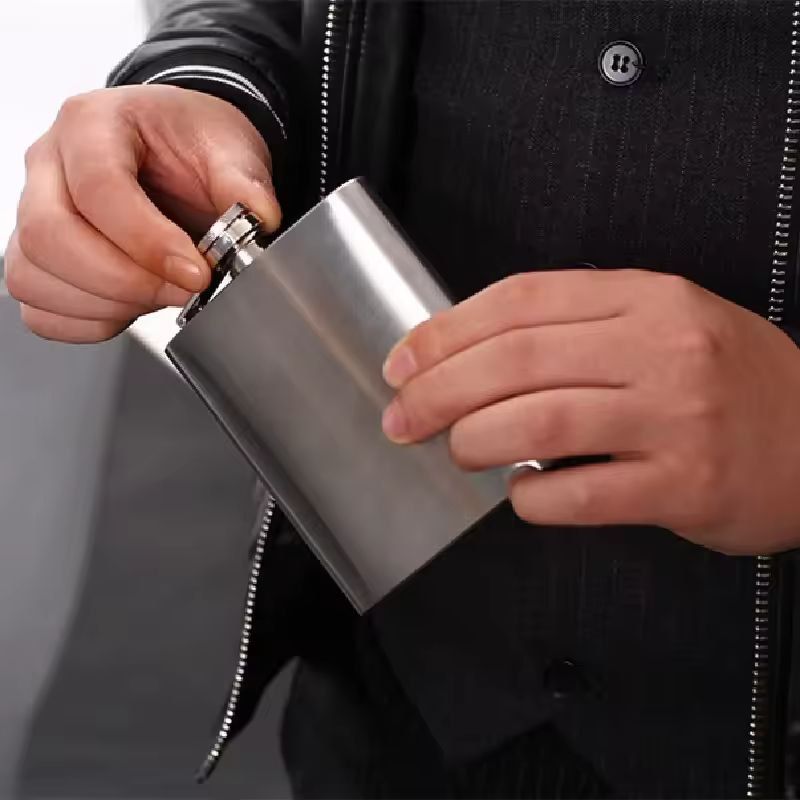 Compact Travel Stainless-Steel Hip Flask – 10 oz Pocket Whisky & Wine Bottle